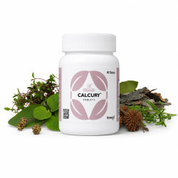 Charak Calcury in bottle packaging with outer product box on a neutral background