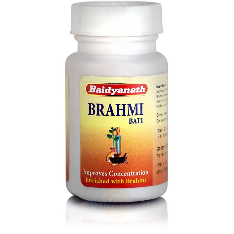 Brahmi Bati (Buddhi Vardhak - 80 tabs.) Baidynath - Stimulates memory, helps in overcoming mental weakness